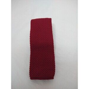 Sears Vintage Knit Tie Square End Cotton Red 100% Durene Cotton